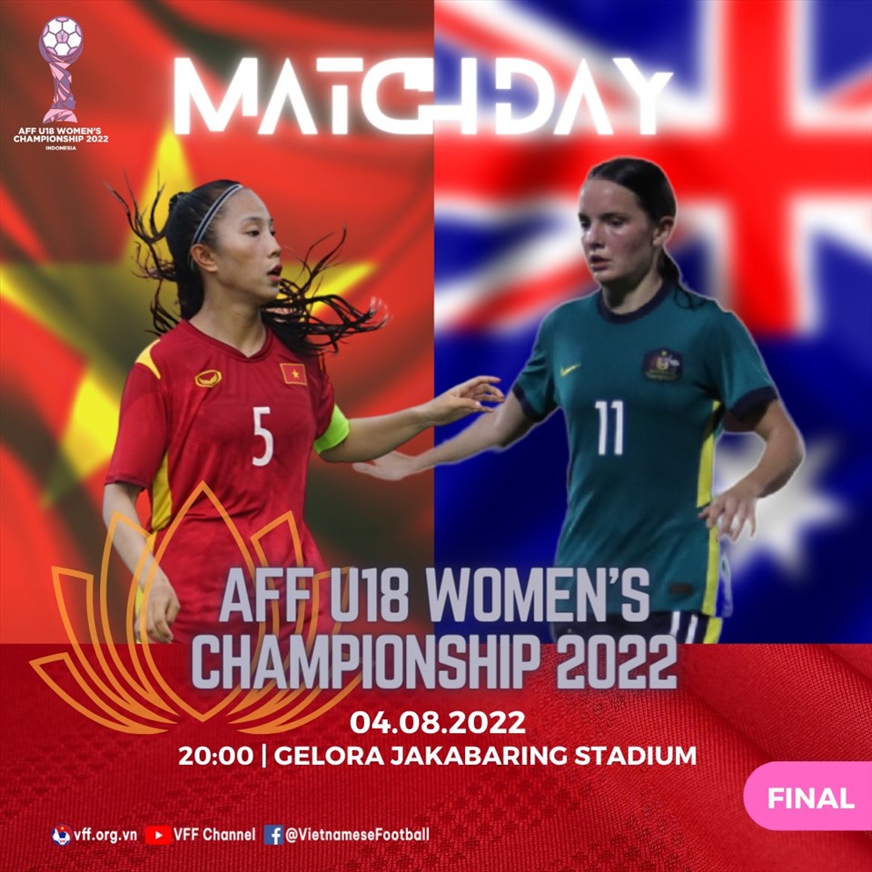Link xem trực tiếp trận chung kết U18 nữ Việt Nam vs U18 nữ Australia