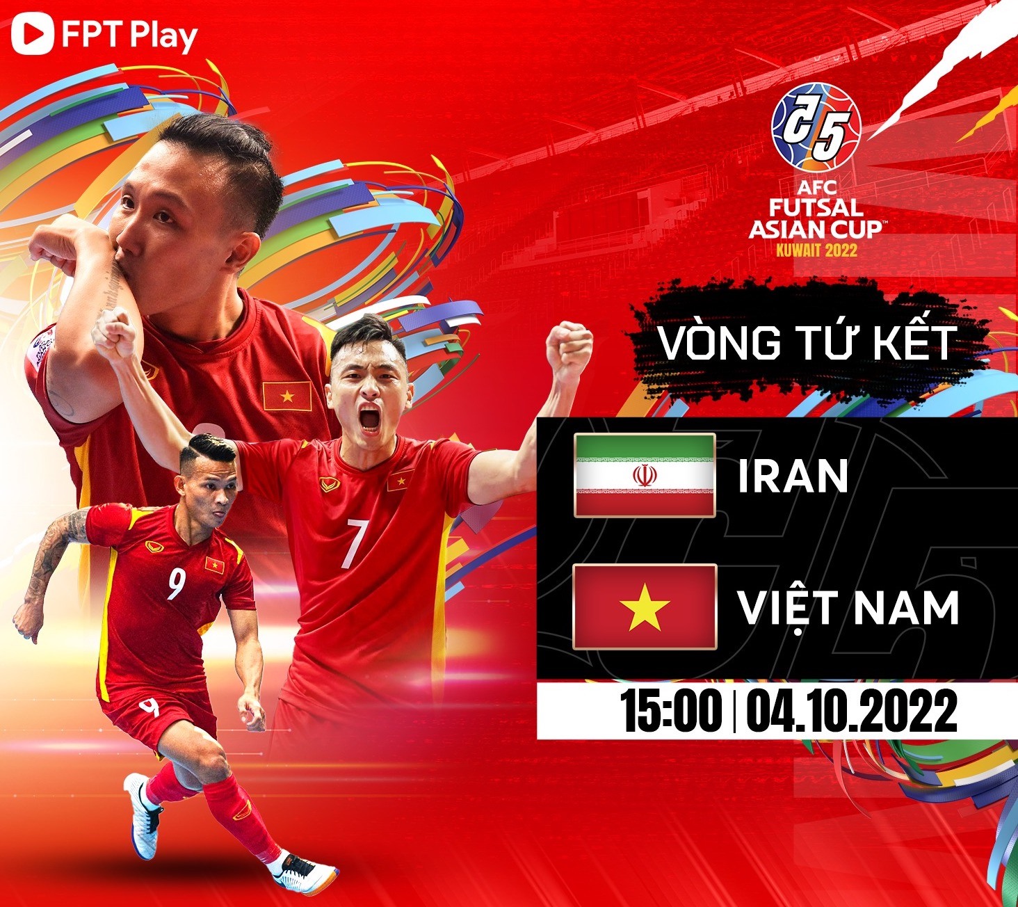 Lịch truyền hình trực tiếp tuyển futsal Việt Nam vs Iran